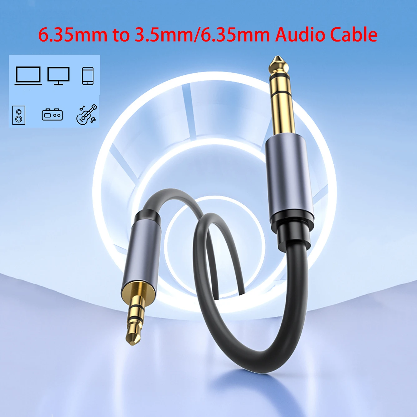 

Heavy Duty Dual-Channel Audio Cable - 3.5mm to 6.35mm, Dual-Shielding, HiFi Sound for PC/PA System