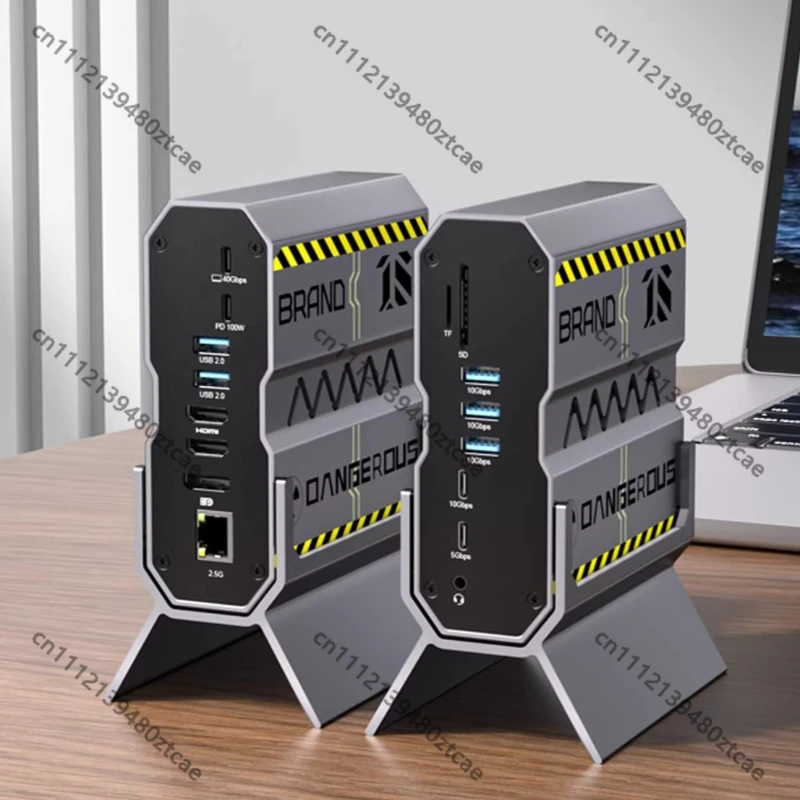 

Multi-function Type-C Docking Station Dual HDMI 4-Screen Display PD Fast Charging 2.5G Ethernet 8K Vertical Desktop Hub