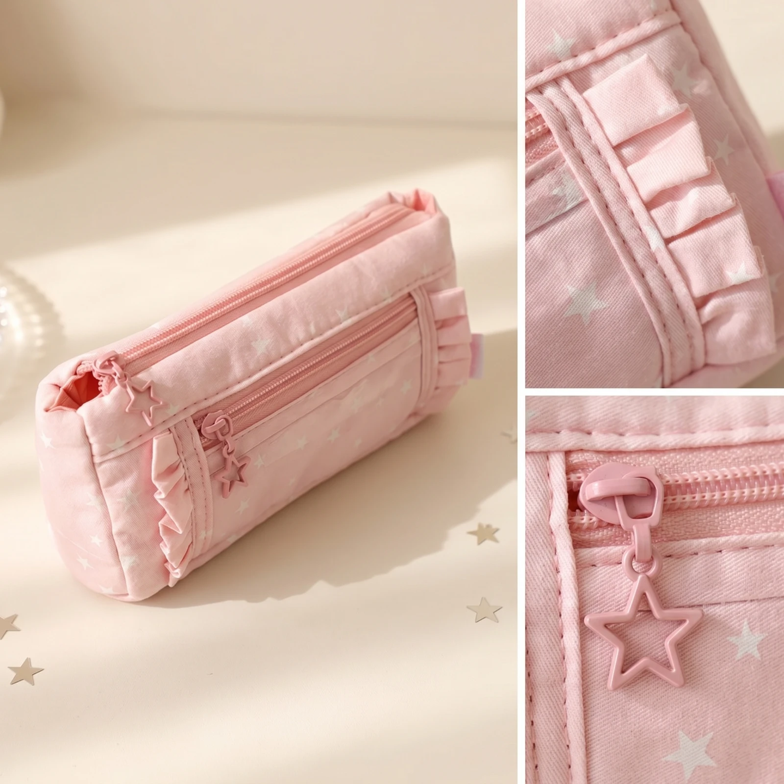 Textile Pencil Case Cute Pencil Case with Zipper Zippered Stationery Pouch Aesthetic Pen Pouch Portable for Students, School