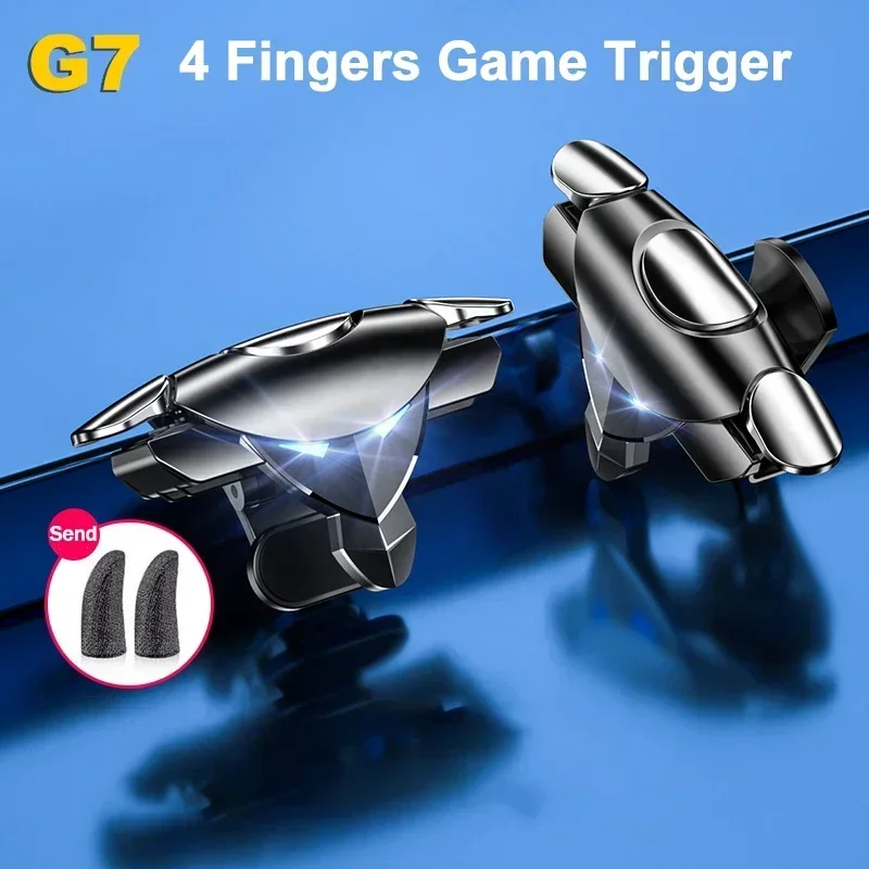 

2PCS G7 Mobile Game Trigger For PUBG Phone Gaming 4 Fingers Game Controller L1 R1 Aim Shooting Alloy Key Button Gamepad Joystick