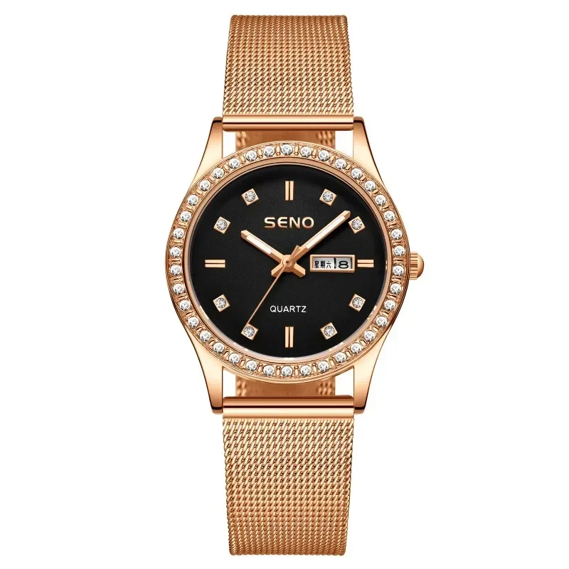 Fashion Automatic Watch Women's Watch Waterproof Glow-in-the-dark Double Calendar Female Student Diamond Watch