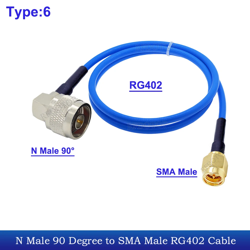 N Male 90 Degree to SMA Male Plug RF Connector High Frequency DC-6Ghz RG402 Cable RF Coaxial Pigtail Extension Cord Jumper