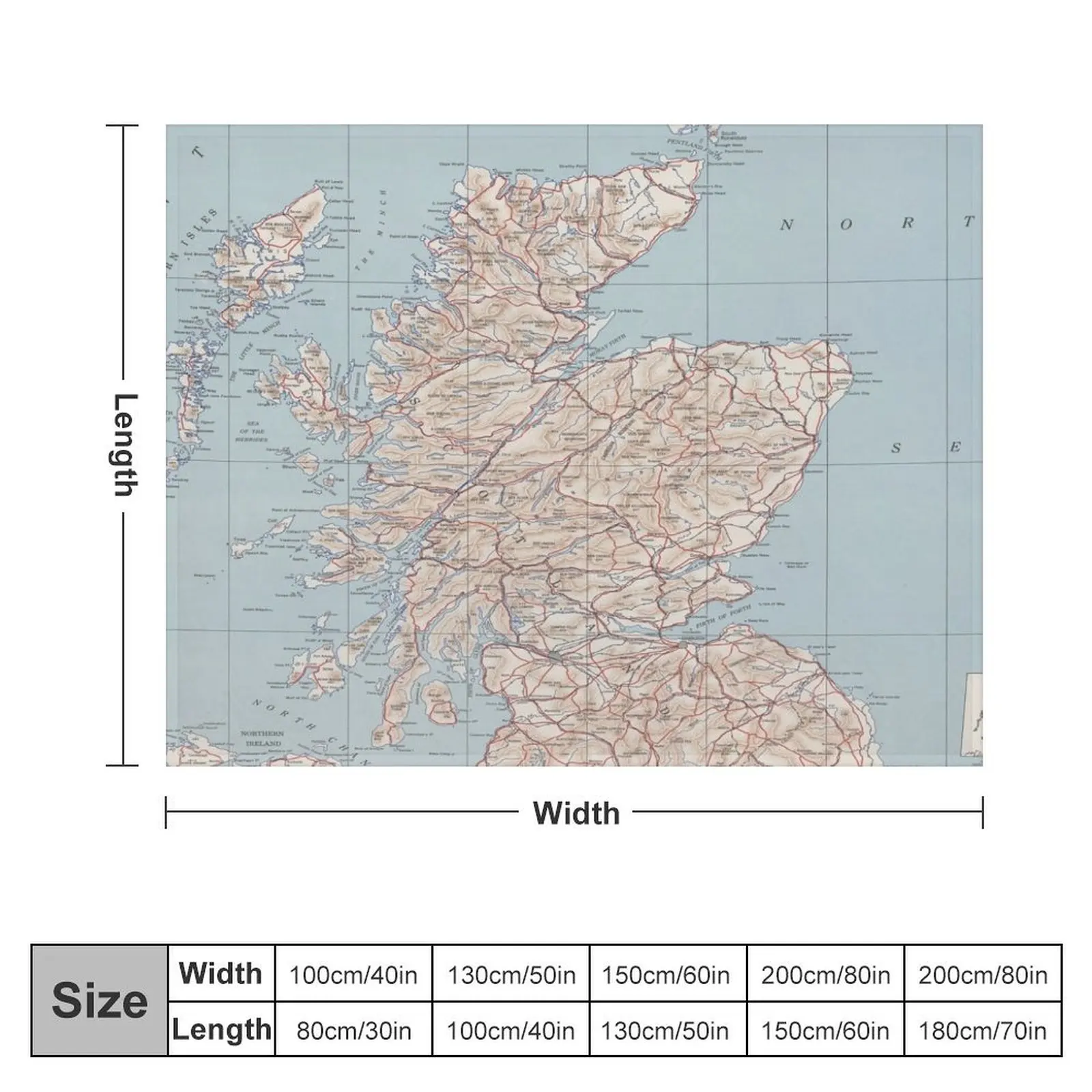 Vintage Map of Scotland (1943) Throw Blanket Bed valentine gift ideas Luxury St Furry Blankets