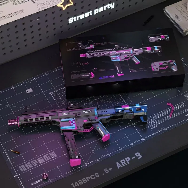 

Конструктор-пистолет в стиле киберпанк, имитация бластера со съемным магазином, креативный подарок для мальчиков, украшение для дома