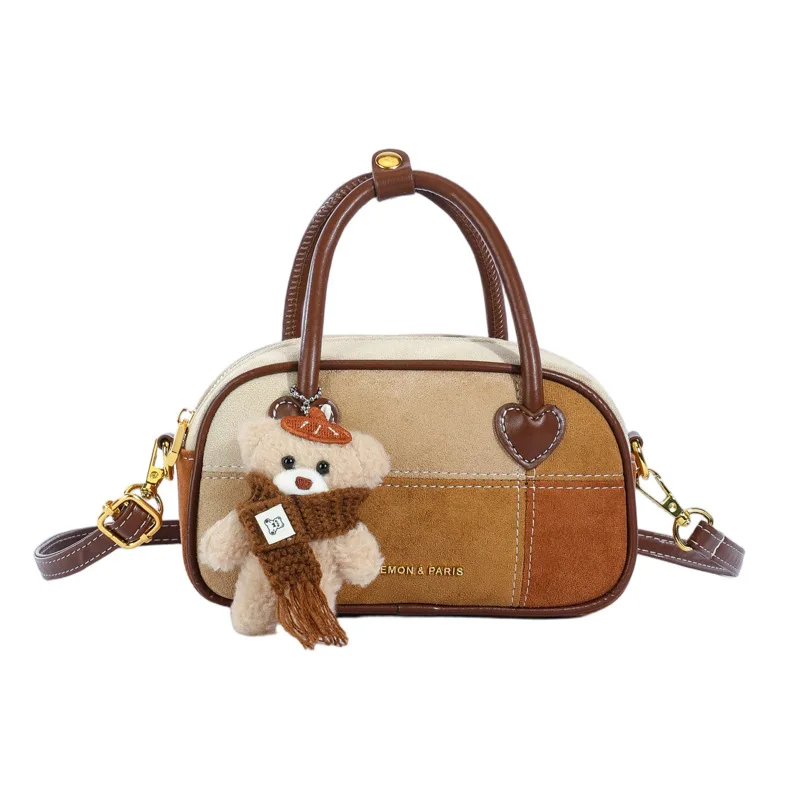 Multicolored New Women's Casual HighEnd Crossbody Bag with Color Blocking Suede for Commuting Small Uni Ita Korean City Bag