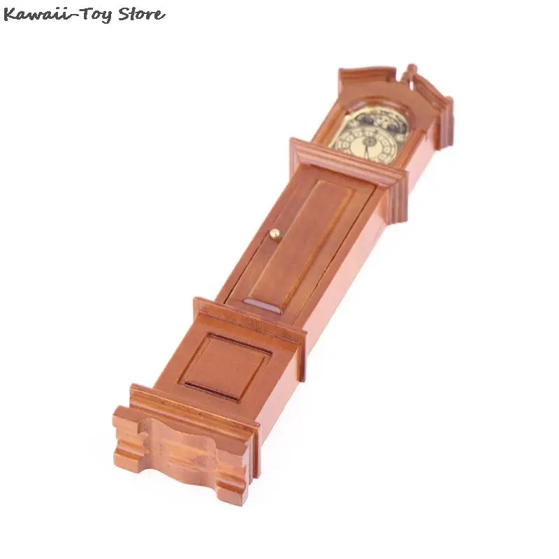 Miniaturowy domek dla lalek 1/12 domek dla lalek miniaturowy zegar dziadka drewniany Mini Model akcesoria meblowe śliczne dla dzieci