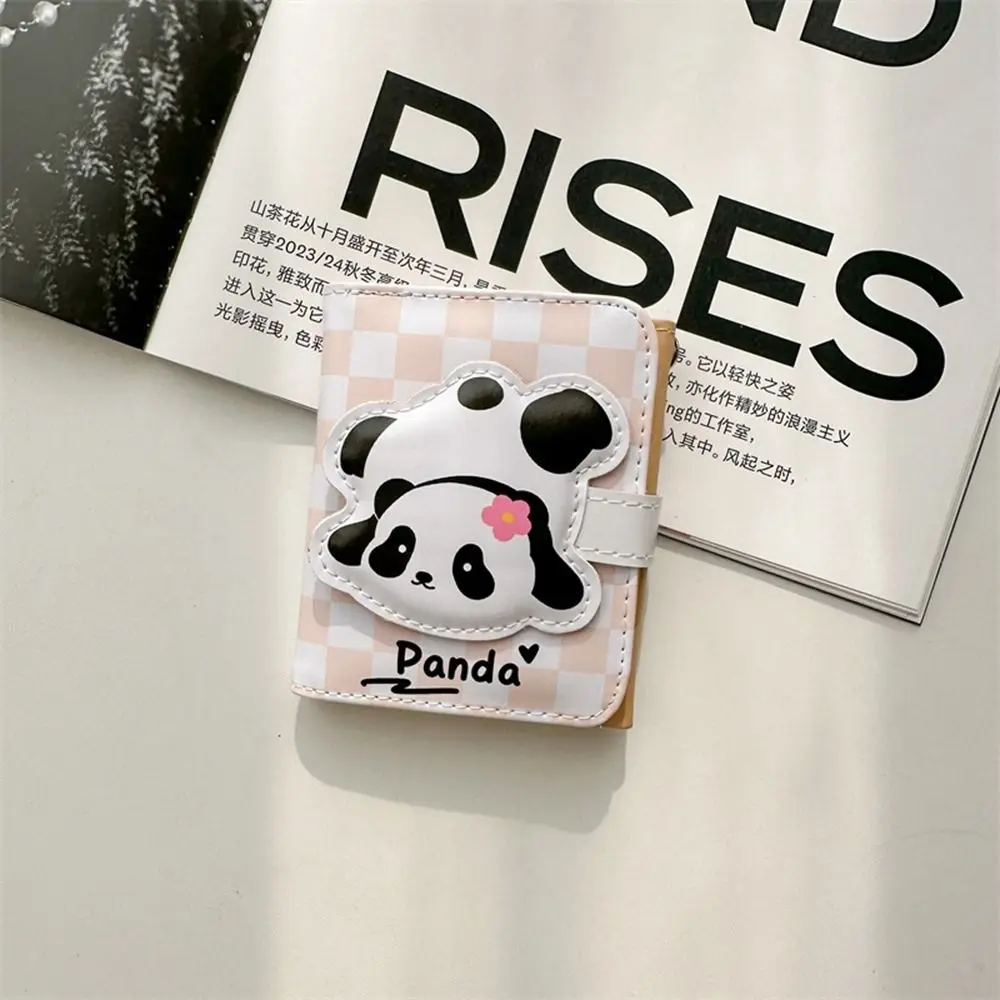 Portatarjetas de Panda de PU portátil, monedero corto de cuero PU, bolso de mano para mujer