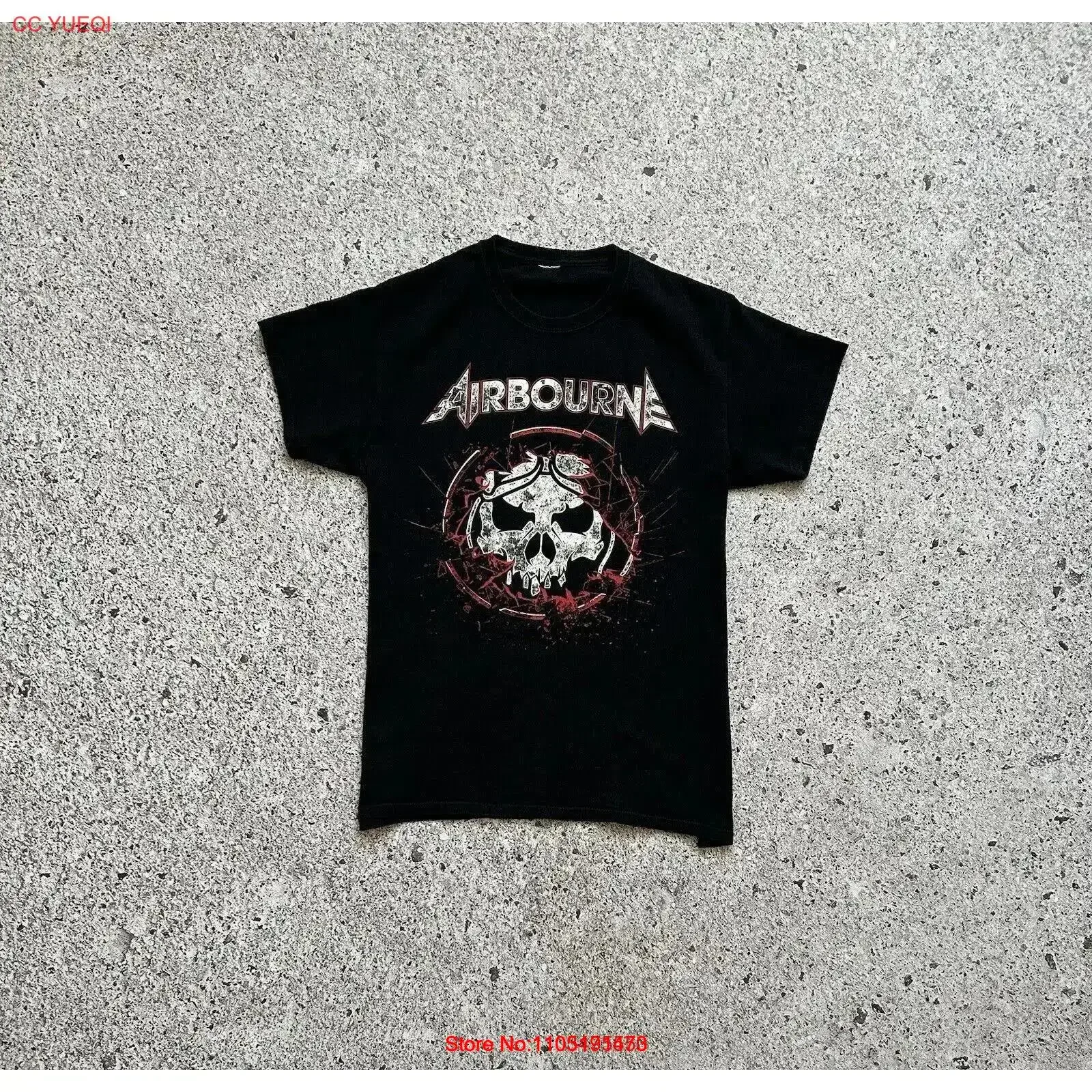 Airbourne Canceled World Tour 2020 Rock Band Black Men s T Shirt Size M Skull vintage Washed Breathable Casual Slightly Stylish