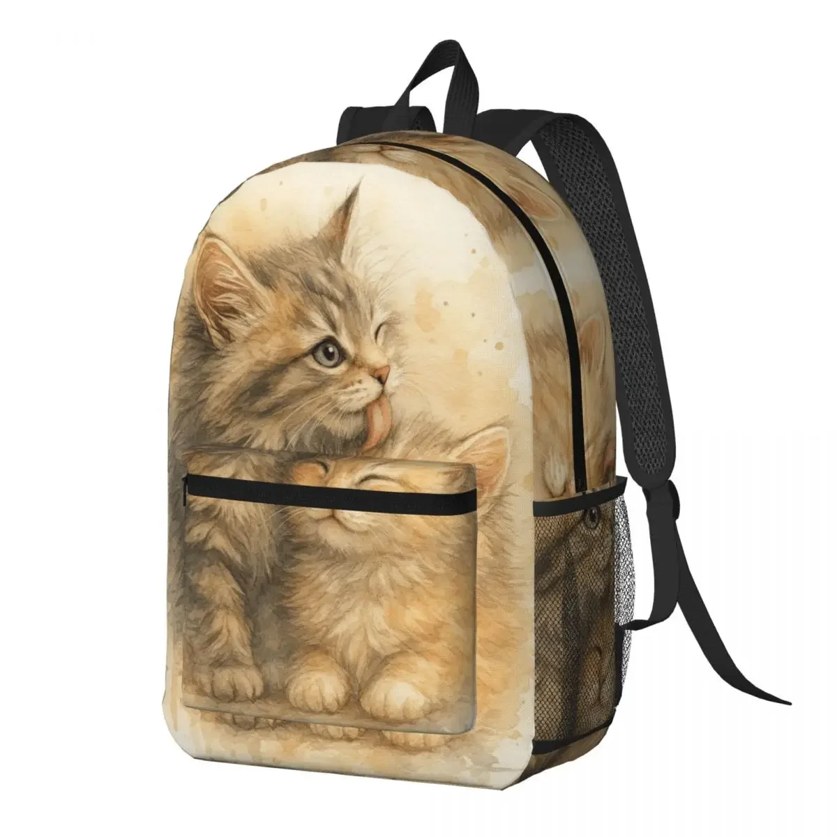 Ginger Tabby And Grey British Kitten Cat Hug Backpack Daypack Large Capacity Kids BookBag School Bag Shoulder Bags for Men Women