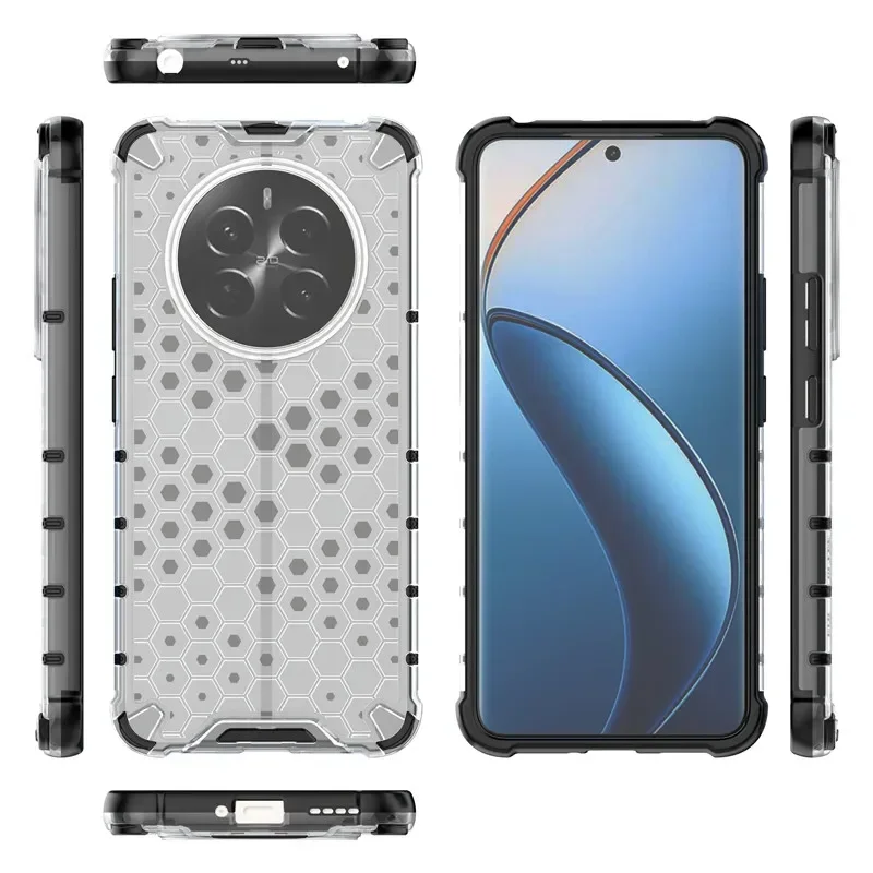 Luxury Anti-Slip Shockproof Armor PC Case, Clear Silicone Phone Cover, Realme 12 Pro Plus 10, C63, C61, NarzoN63, 4G, 5G image 3