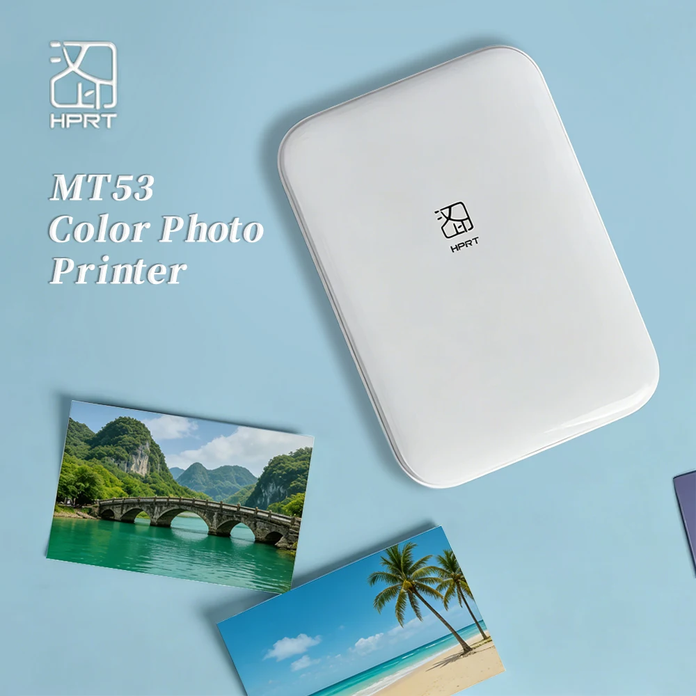 

Портативный мини-фотопринтер HPRT MT53 для цветной печати фотографий 2x3 дюйма, термопринтер без чернил, для печати самоклеящихся стикеров и фотографий