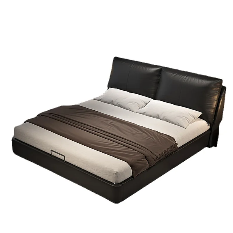 

Leather bed light luxury modern master bedroom 1.8 meters soft bag backrest leather bed