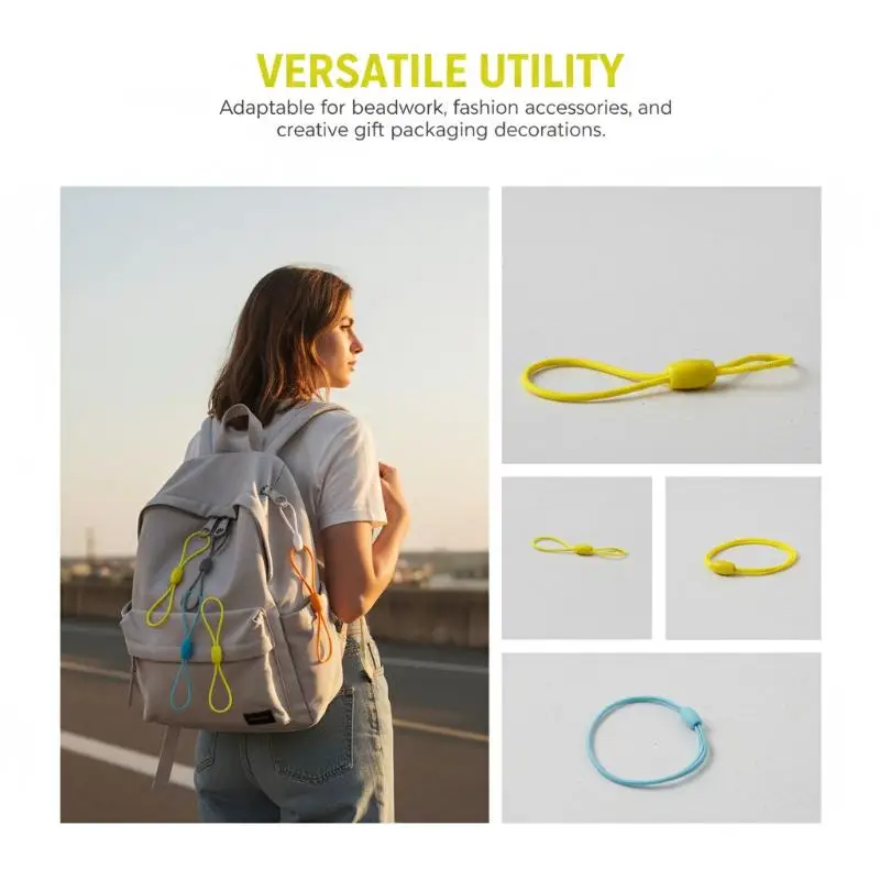 100Pcs Mobile Phone Strap Charms Keyring Lanyard Lariat Cords Elastic Rope Keychains Hooks Bag Accessories Key Ring Lanyards