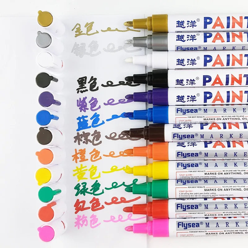 

12 Colors Waterproof Permanent Paint Marker Pen For Car Tire Tread Rubber Graffiti DIY Craft Highlighter Pen