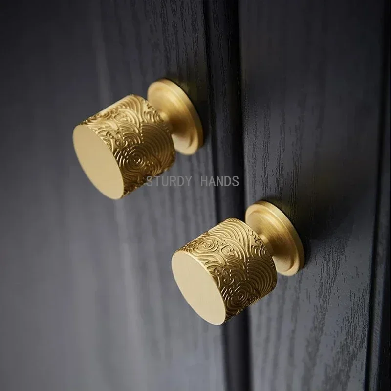 2pc Solid Brass Furniture Handles New Chinese Cabinet Knobs and Handles Kitchen Cabinet Closet Door Pulls Dresser Drawer Knobs