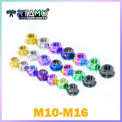RTAMO Gr5 Titanium Nut M10 M12 M14 M16 Metal Locking Fancy Nut Motorcycle Axle Bolt Nut (1piece)
