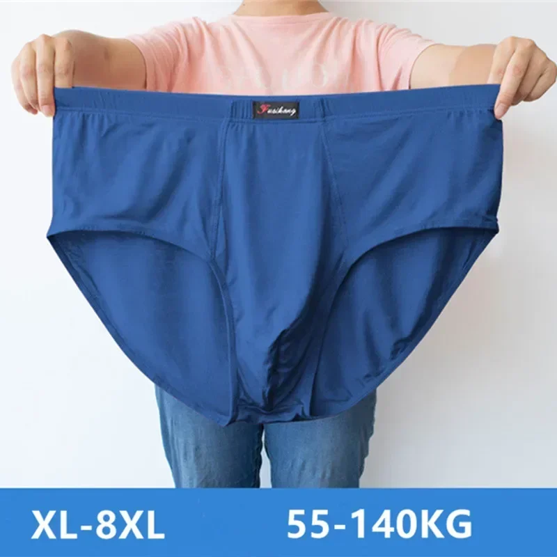 6XL-8XL Intimo modale da uomo a vita alta per 150 kg Confezione da 3 slip a triangolo elastico traspirante Mutande maschili morbide antirotolamento