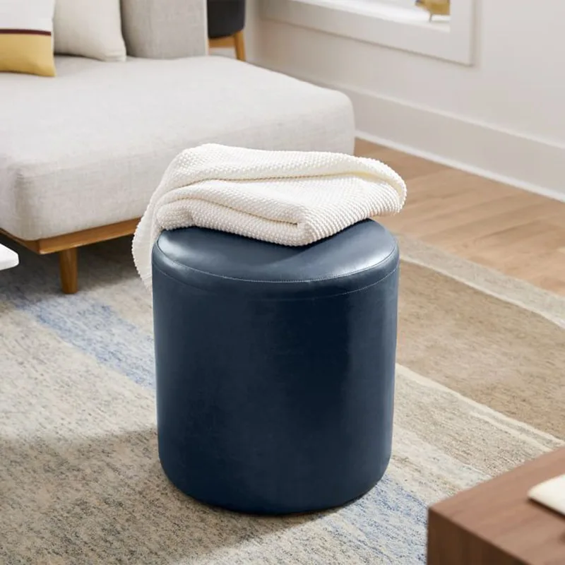 Space-Saving Shoe Changing Stool，Modern Entryway Bench Ottoman, High-Density Foam Upholstered Stool with Non-Slip Bottom