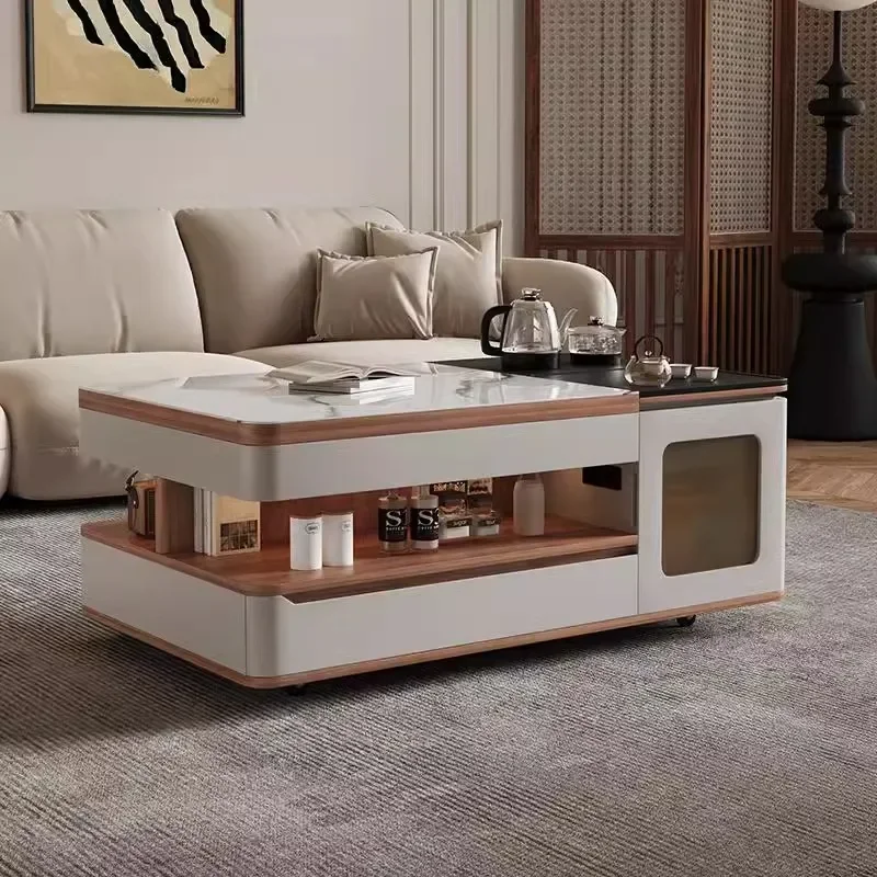 LX متعددة الوظائف لوح الصخور طاولة شاي الكونغ فو الحديثة بسيطة تلسكوبي غرفة المعيشة المنزلية المتنقلة شقة صغيرة الشاي المتكاملةSSS