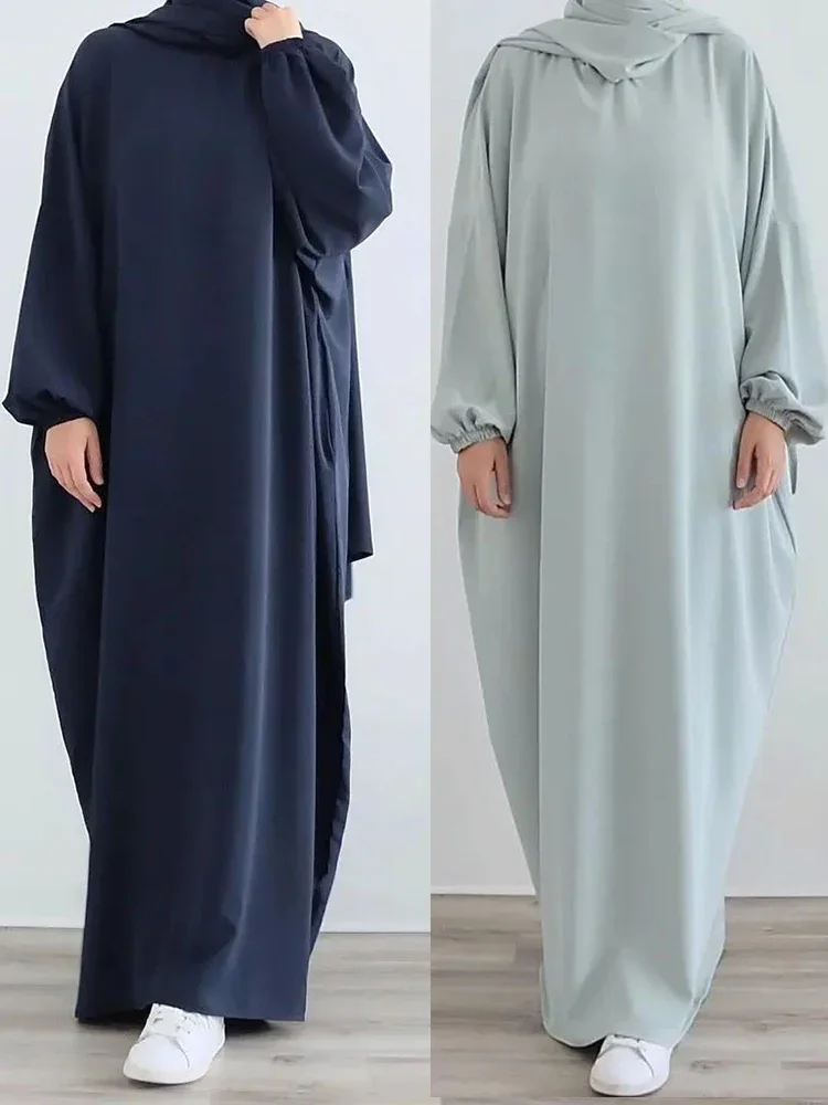 Ramadan Hooded Abaya Sewn Scarf Prayer Dress Abayas for Women Dubai Loose Niqab Muslim African Long Dresses Islam Djellaba 2024