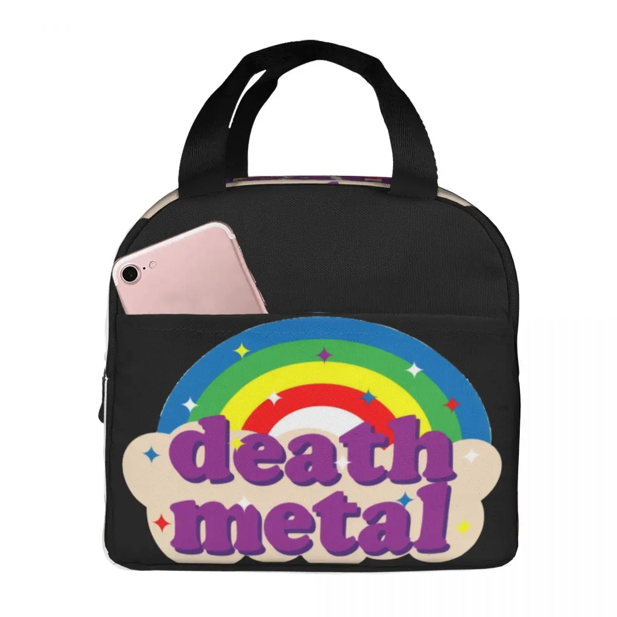 Bolsa de almuerzo de Metal Death Unisex, fiambrera portátil con aislamiento, Bento Box para alimentos