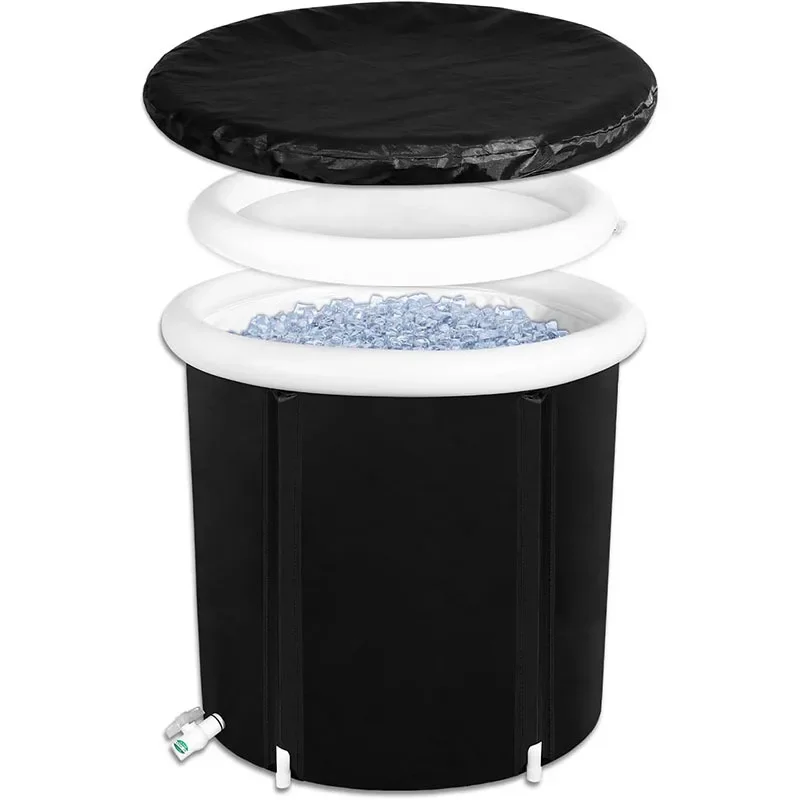 

PVC bath bucket factory design adult folding bath bucket with cotton insulation online celebrity Tik Tok bath bucket ice bucket.