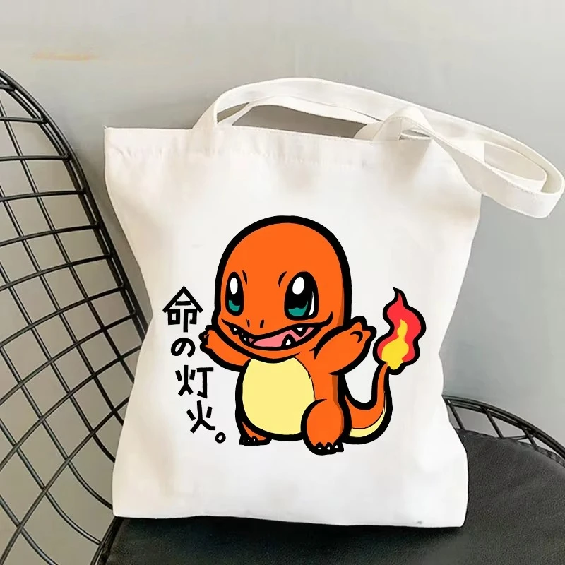 Borse di tela Pokemon Kawaii Pikachu Bulbasaur Figure anime Borsa a tracolla Moda per adolescenti Borse di cancelleria per borse di grande capacità