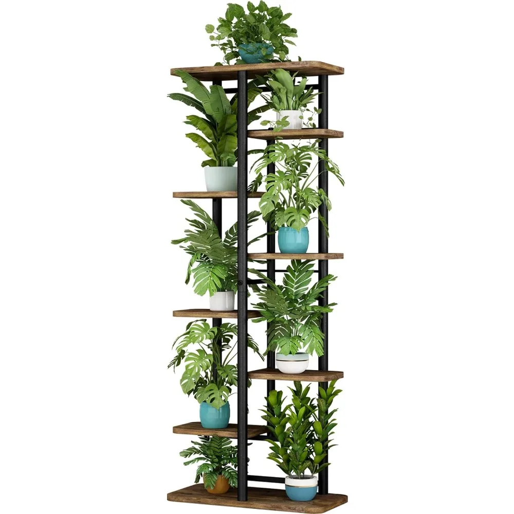 

LINZINAR Plant Stand 8 Tier 9 Potted Multiple Flower Pot Holder Shelf Indoor Outdoor Planter Rack Storage Organizer for Patio Ga