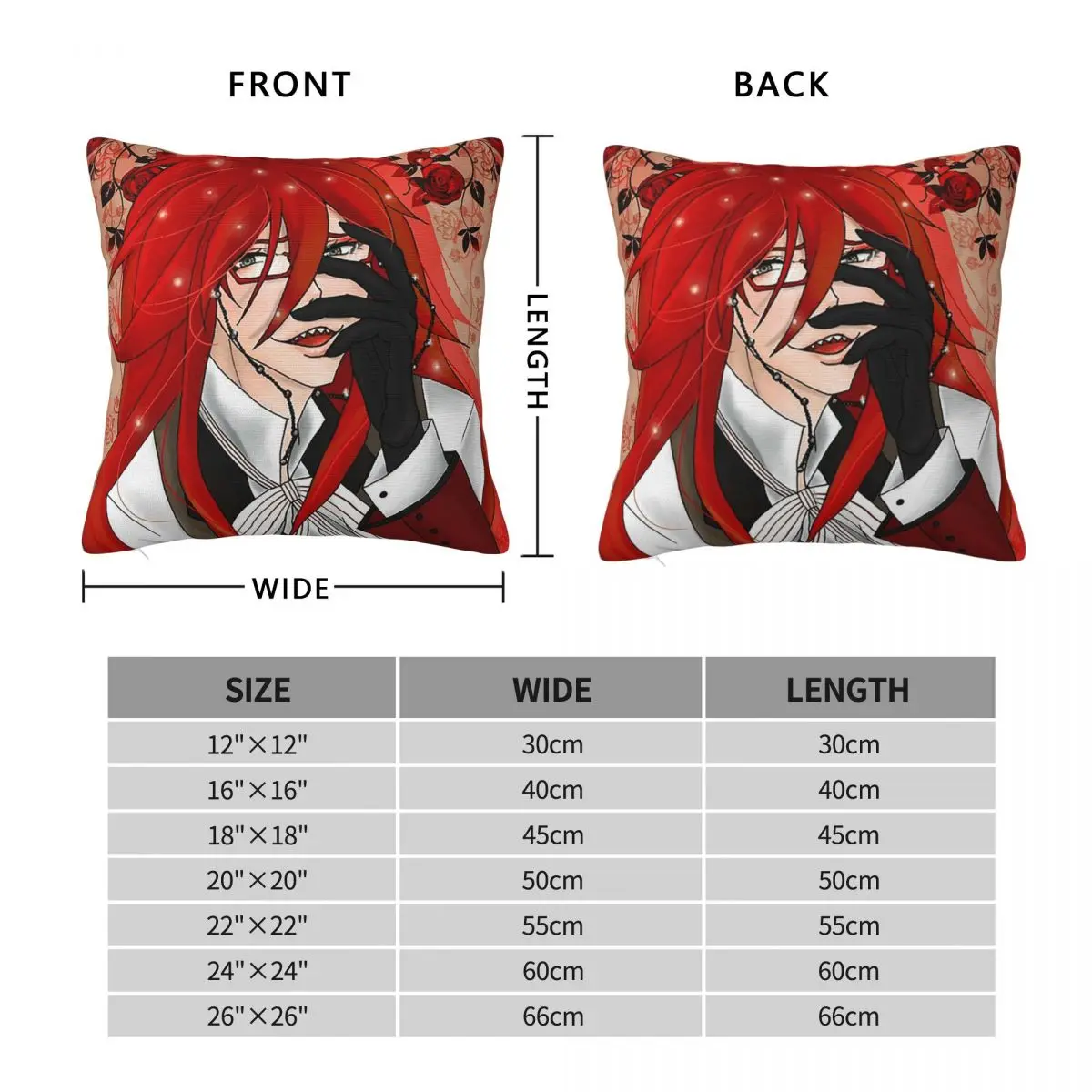 Adventure Anime Black Butler Square Pillowcase Pillow Cover Cushion Zip Decorative Comfort Throw Pillow for Home Sofa - view 3