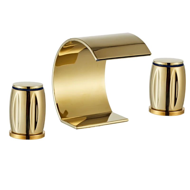 

Basin Faucet Bathroom Widespread Three Holes 8 Inch Brass Sink Mixer Tap Gold Black Basin Waterfall Sink Mixer crane