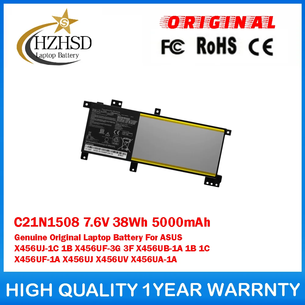 C21N1508 7.6V 38Wh 5000mAh Genuine Original Laptop Battery For ASUS X456UJ-1C 1B X456UF-3G 3F X456UB-1A 1B 1C X456UF-1A X456UJ