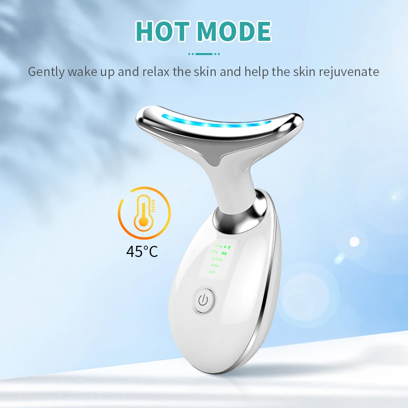 Facial Massager Led Photon Therapie Gezicht Lifting Apparaat Ems Aanscherping Verwarming Gereedschap Rimpel Remover Verminder Dubbele Kin Massager