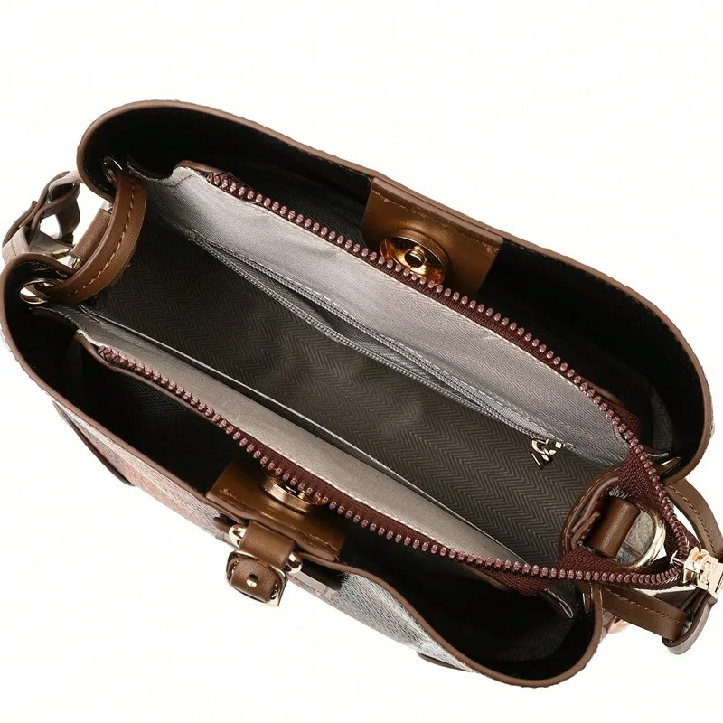 Vintage Umhängetasche für Damen, Kunstleder-Handtasche mit Obergriff und Abnehmbarem Schulterriemen, Große Kapazität Schultertasche – Detail 6