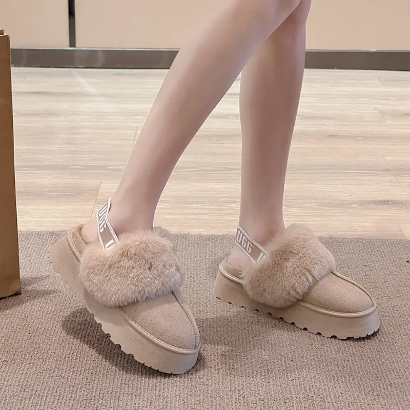 2024 New Plush Warm Home Cotton Slippers Winter Selling Indoor Sling-Heel Slippers Thick-soled Comfortable Slip-on Mujer Zapatos