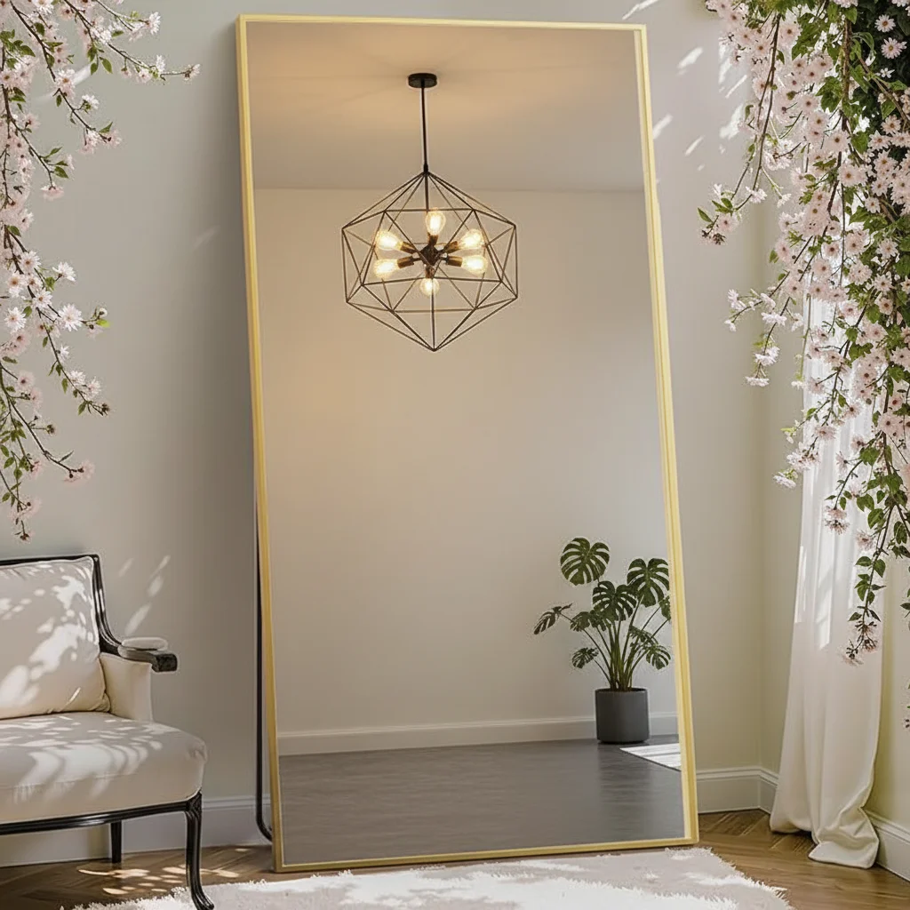مرآة واقفة بطول كامل مقاس 71 × 26 بوصة، مرآة أرضية حديثة لغرفة النوم، ديكور أنيق للاستخدام اليومي #5