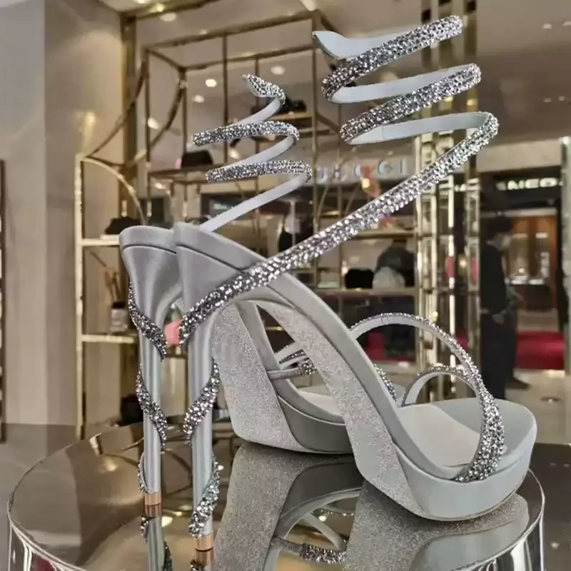 Women Rhinestone Spiral Ankle  - Rhinestone Sandal Women recension och pris