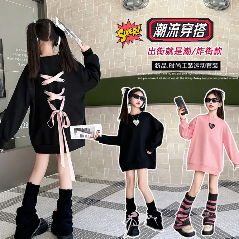 

Толстовка для девочек-подростков, весенне-осенняя детская одежда для подростков, детские толстовки с милым сердечком для девочек, верхняя одежда с бантом