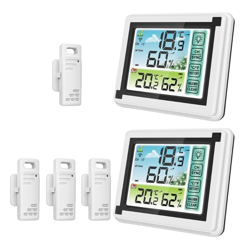 Portable Wireless for Touch Screen Weather Station Max Min Records ℃ ℉ Temperature Meter Humidity Monitor for Out Drop Shipping