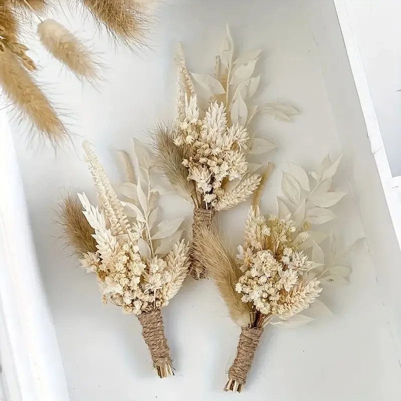 Pampas Grass Decor Dried Flower Mini Bouquet Bunny Tails Small Bouquet Wedding Boho Decor Cake Flower Arrangement Letterbox Gift