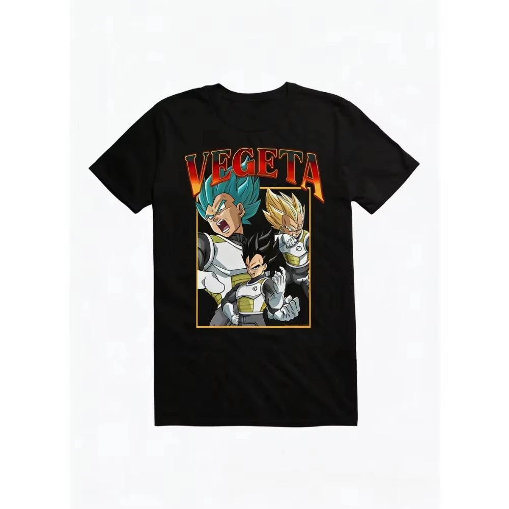 

Dragon Ball Vegeta Unisex Pure Cotton T-shirt 2026 Summer Anime Print American Loose Casual Family Short Sleeved Top