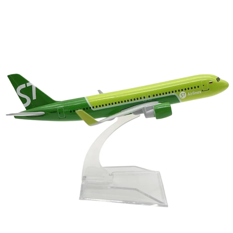 16cm Green Diecast Metal 1:400 Scale Planes Russia Siberia S7 Airlines Airbus A320 Plane Model Alloy Airplane Aircraft Model