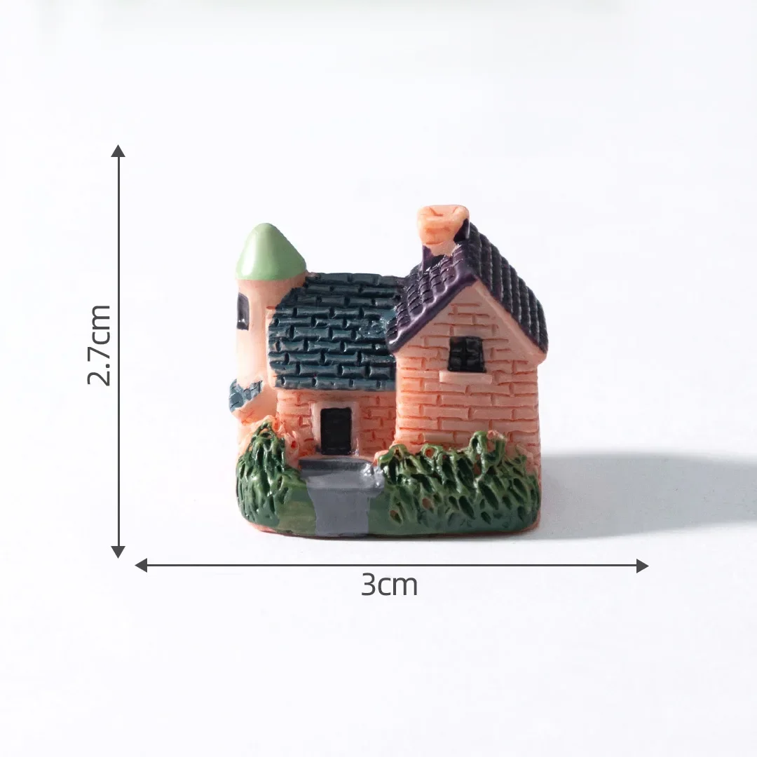Small Crafts Mini House Model Brick Villa DIY Moss Micro Landscape Garden Succulent Flowerpot Decoration Resin Ornament Hut