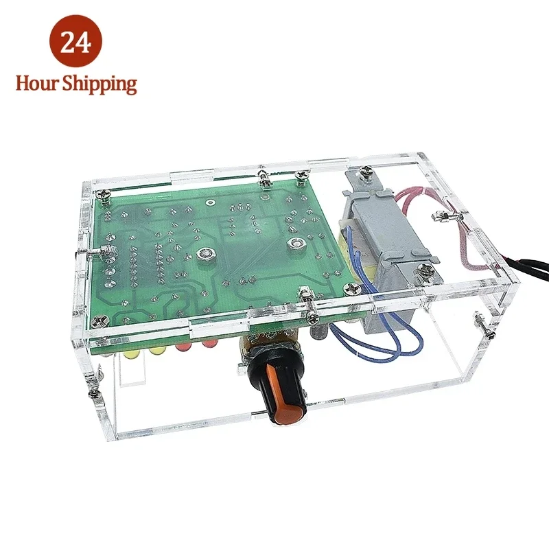 EU 220V DIY LM317 Adjustable Voltage Power Supply Board Learning DIY Kit With Case output 1.25V-12V