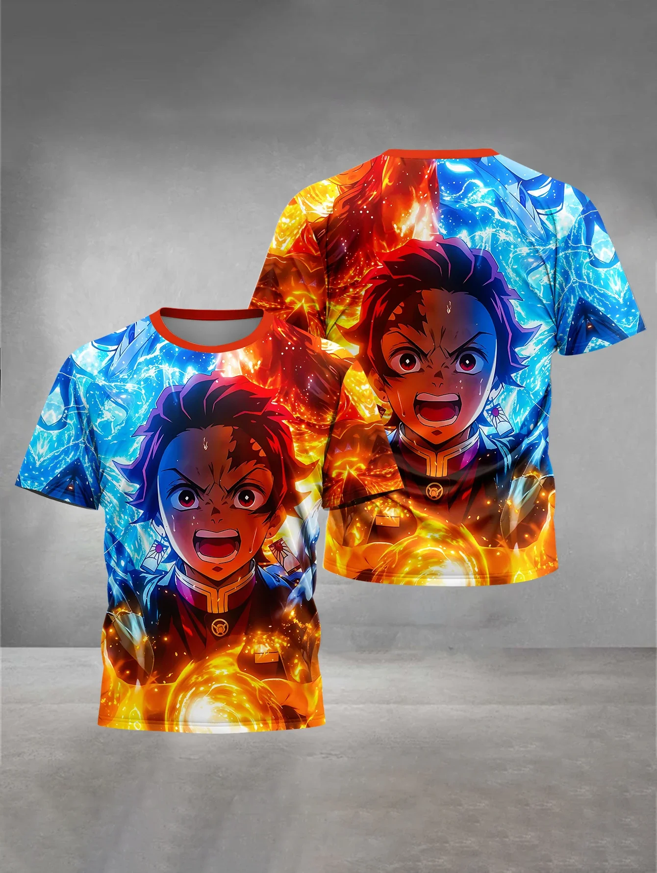 2025. الصيف أنيمي شيطان القاتل ثلاثية الأبعاد طباعة ملابس الطفل 5 إلى 14 سنة الذكور الملابس في الهواء الطلق للأطفال صبي فتاة الطفل تي شيرت