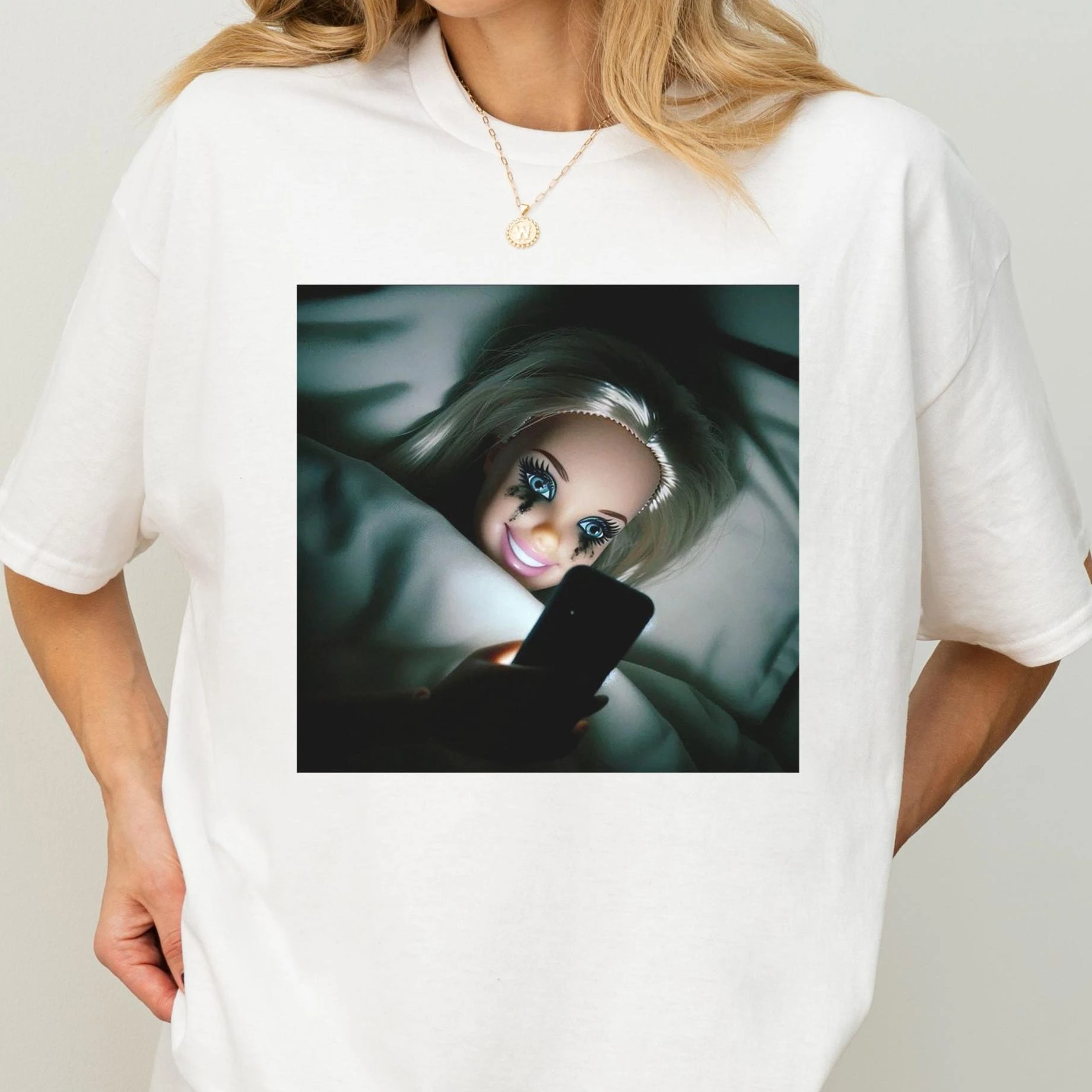 Funny Distressed Doll Face Meme T-Shirt, Tik Tok Trending Tee, Women's Funny T-Shirt ,Popular Tshirt Gen Z, Gift for Woman