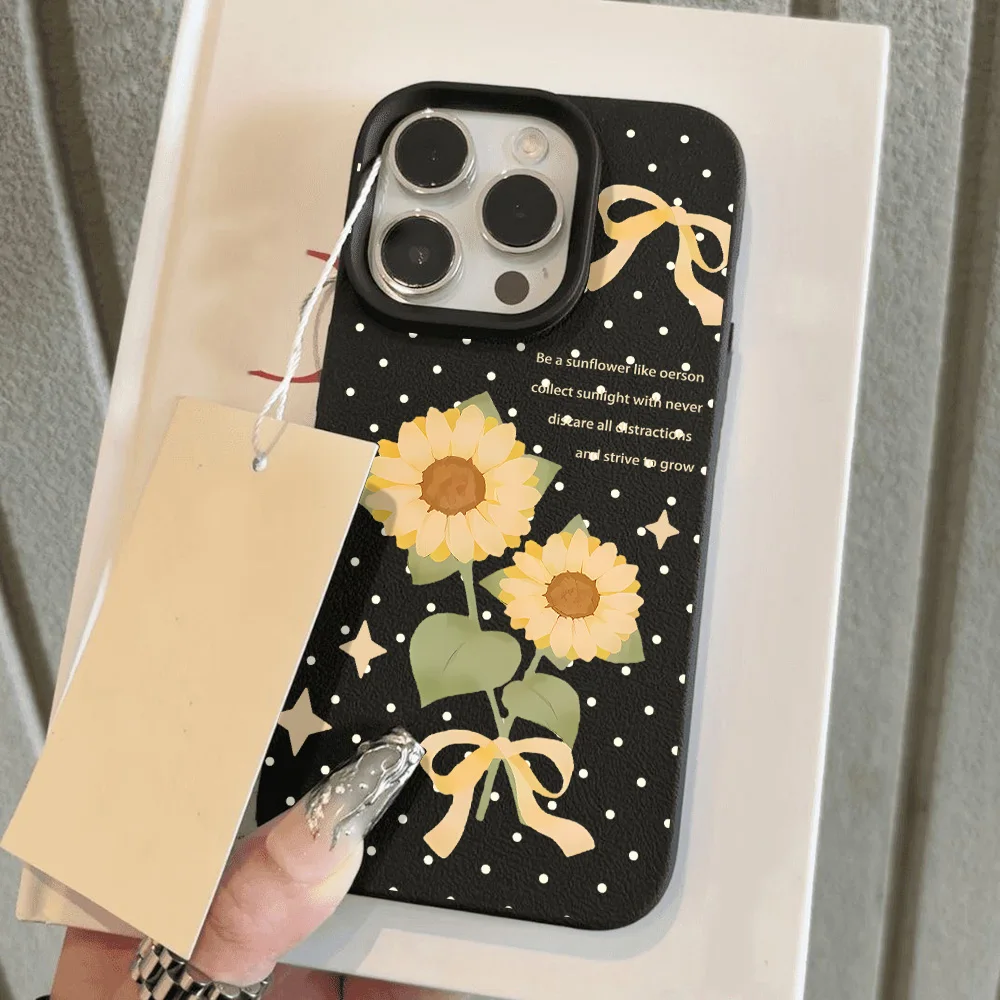

Flower Phone Case For iPhone 16 Case iPhone 15 14 13 12 11 Pro Max 16 15 14 Plus Luxury Lucky Sunflower Soft Silicone Back Cover