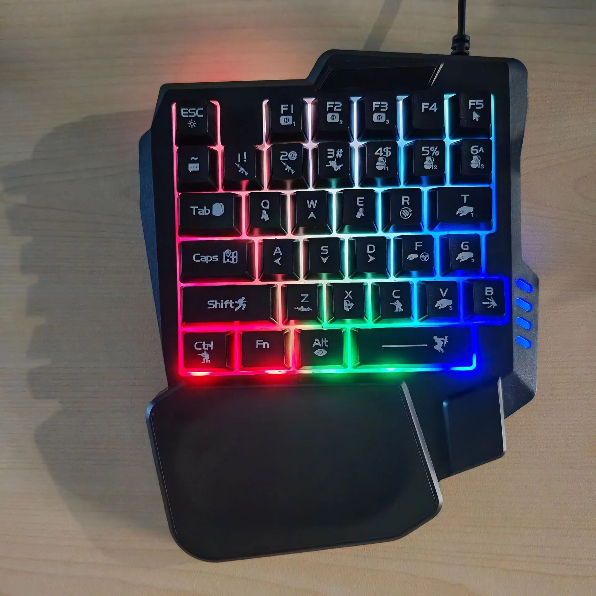 wired Single handed keyboard, colorful mechanical feel, computer peripherals, chicken eating converter, game keyboard