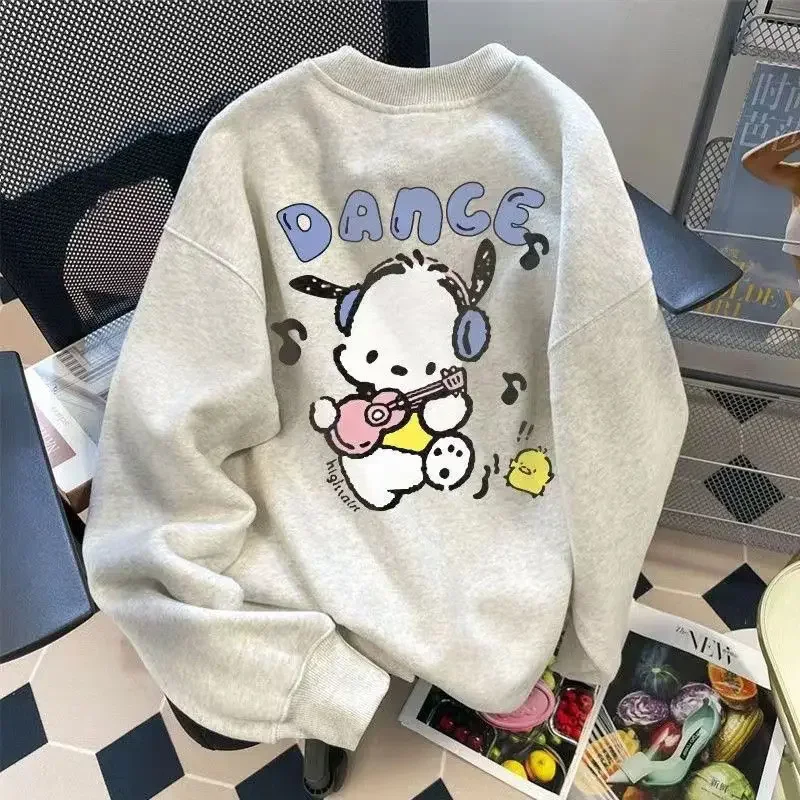 Sanrio Kawaii Pochacco Sweatshirt Children Cartoon Cute Printing Loose Pullover Student Fashion Casual Anime Top Gift for Kids