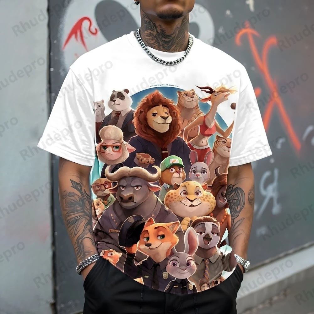 

Мужская футболка Disney с короткими рукавами, мужская свободная футболка Nick, мужские топы, футболка с принтом Zootopia, Camisetas для мальчиков, Camisas De Hombre