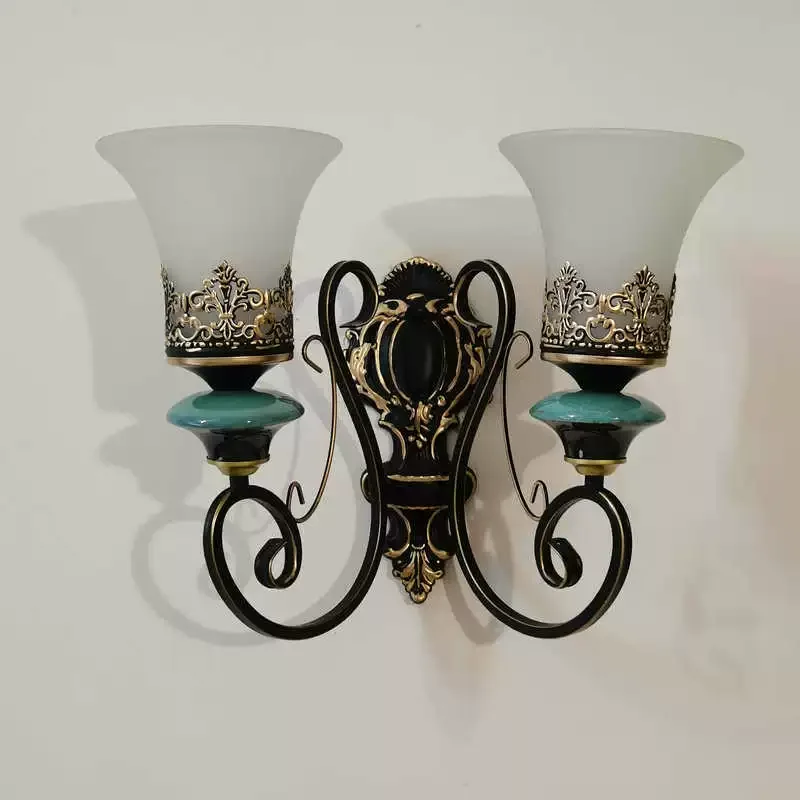 

Retro Antique LED Ceramic Chandelier lights living room bedroom lamp European classical French style design glass chandelier
